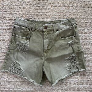 BDG Olive Distressed Jean Shorts